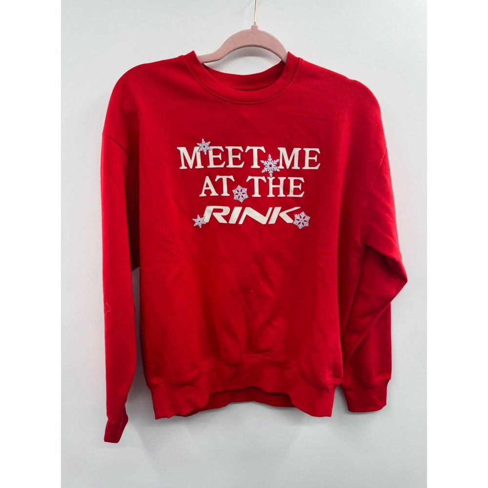NWT Victoria's Secret Ivy‎ Crew Polar Sweatshirt Womens Medium Red Crew Neck